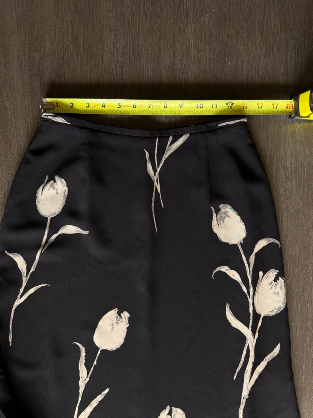 Vintage Black Maxi Skirt Greige Floral Print Liz Claiborne 4 S - Picture 7 of 8